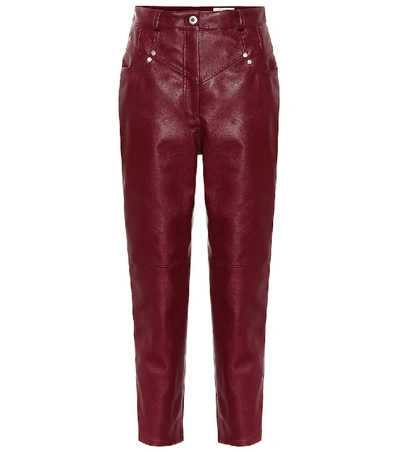 Shop Stella Mccartney High-rise Faux Leather Straight Pants In Red