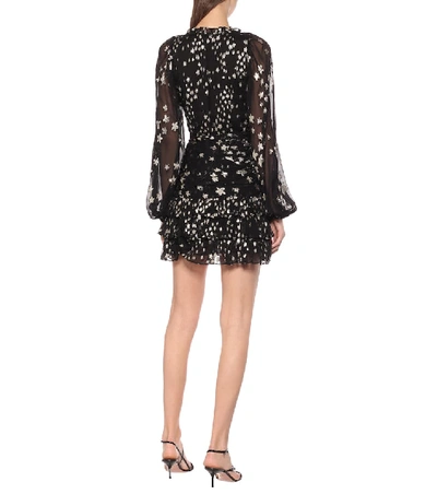 Shop Loveshackfancy Rina Metallic Silk Minidress In Black