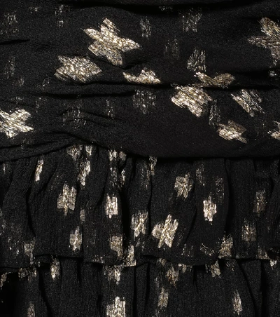 Shop Loveshackfancy Rina Metallic Silk Minidress In Black