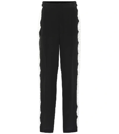 Shop Stella Mccartney Lace-trimmed Silk Pants In Black