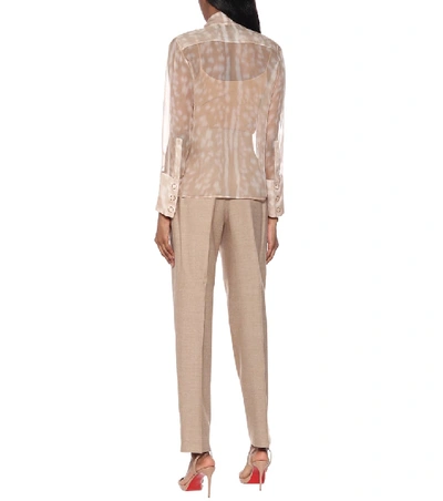 Shop Burberry Amelie Printed Silk Blouse In Beige