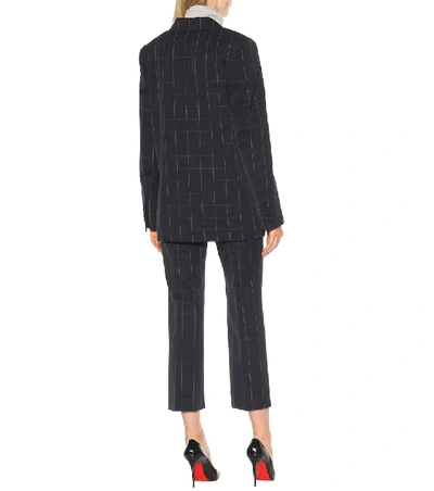 Shop Stella Mccartney Checked Double-breasted Wool Blazer In Blue