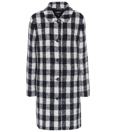 Shop Apc Poupée Checked Wool-blend Coat In Grey