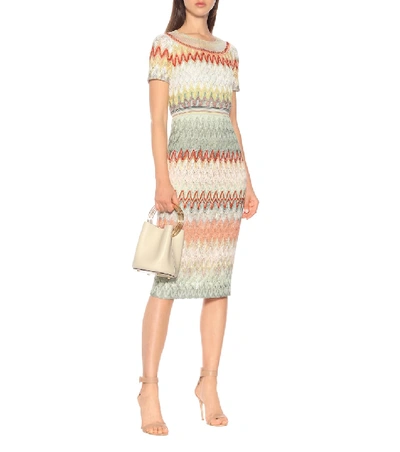 Shop Missoni Striped Knit Midi Dress In Multicoloured