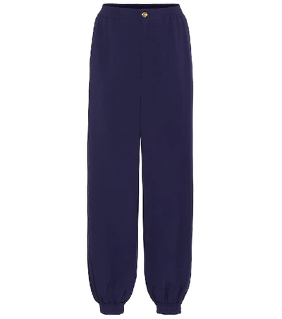 Shop Gucci Wide-leg Cady Pants In Blue