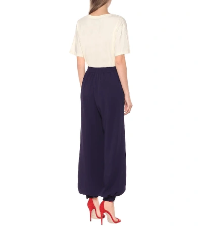 Shop Gucci Wide-leg Cady Pants In Blue