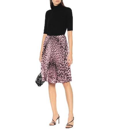 Shop Roberto Cavalli Pleated Leopard-print Skirt In Multicoloured