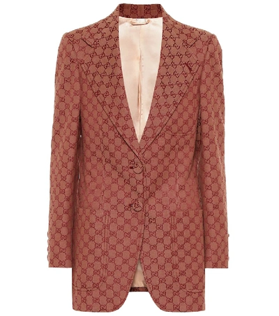 Shop Gucci Gg Cotton-blend Blazer In Beige