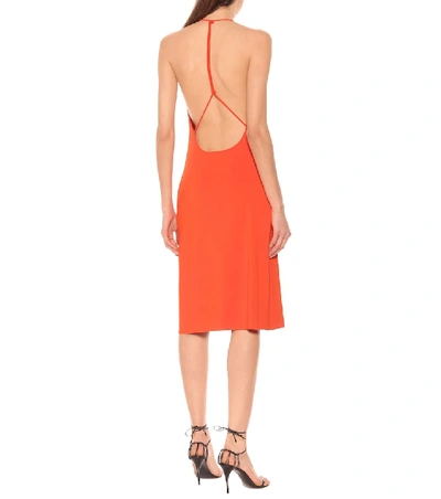 Shop Bottega Veneta Jersey Halterneck Midi Dress In Orange