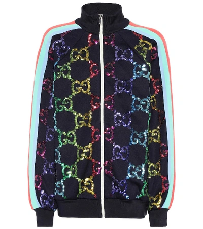 Gucci Technical Jersey Jacket With Gg Sequins In Multicoloured