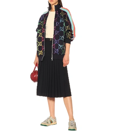 Gucci Technical Jersey Jacket With Gg Sequins In Multicoloured