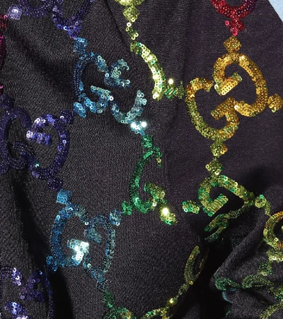 Gucci Technical Jersey Jacket With Gg Sequins In Multicoloured