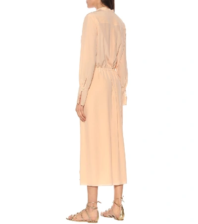 Shop Chloé Lace-trimmed Silk Maxi Dress In Pink