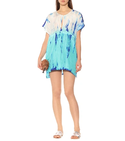 Shop Anna Kosturova Tie-dye Silk Cover-up In Blue