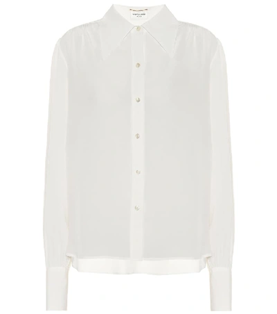 Shop Saint Laurent Silk Shirt In White