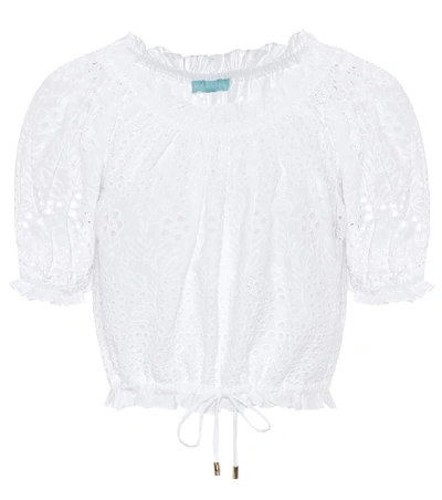 Shop Melissa Odabash Francesca Embroidered Cotton Top In White