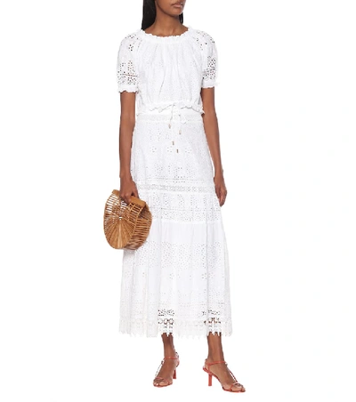 Shop Melissa Odabash Francesca Embroidered Cotton Top In White