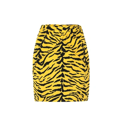 Shop Saint Laurent Zebra-print Miniskirt In Multicoloured