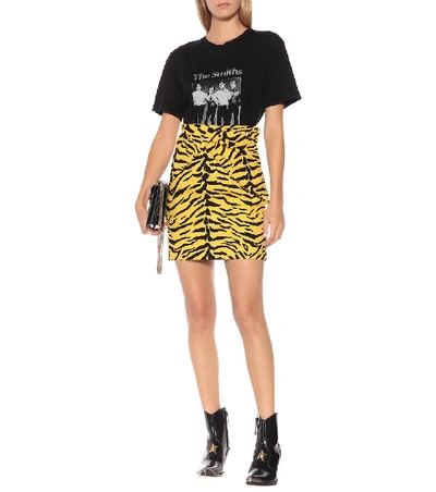 Shop Saint Laurent Zebra-print Miniskirt In Multicoloured