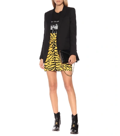 Shop Saint Laurent Zebra-print Miniskirt In Multicoloured