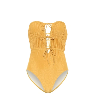 Shop Solid & Striped The Paula Swimsuit In Gold