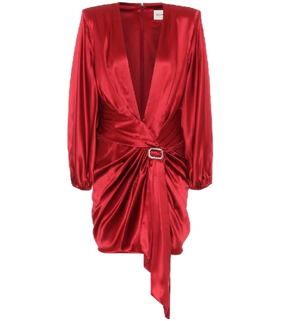 Shop Alexandre Vauthier Stretch Silk-satin Dress In Red