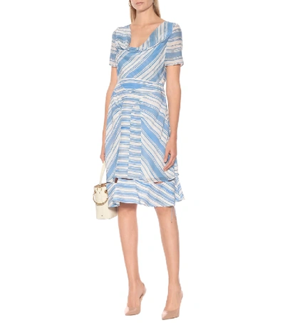 Shop Altuzarra Lucia Striped Silk Dress In Blue