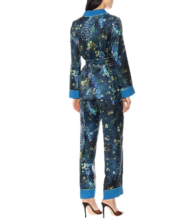 Shop F.r.s For Restless Sleepers Armonia Silk Pajama Jacket In Blue