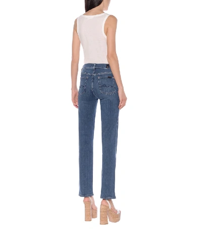 Shop 7 For All Mankind The Straight High-rise Jeans In Blue