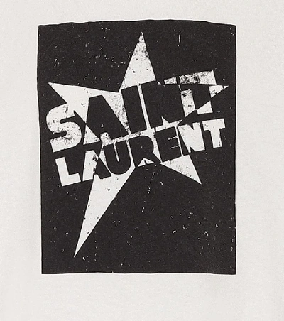 Shop Saint Laurent Logo Cotton-jersey T-shirt In White