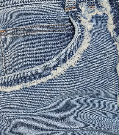 Shop Balmain Distressed High-rise Skinny Jeans In Blue