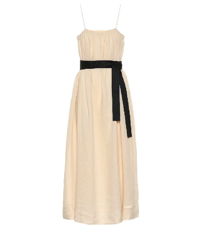 Shop Joseph Ramie Midi Dress In Beige