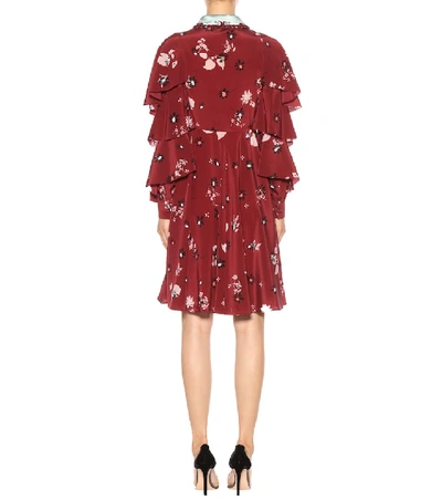 Shop Valentino Printed Silk Dress In Purple