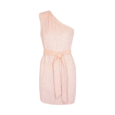 Shop Retroféte Ella Pink One-shoulder Sequin Mini Dress In Light Pink