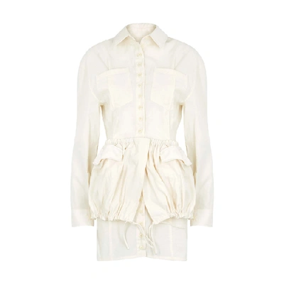 Shop Jacquemus La Robe Cuillette Ivory Shirt Dress In White