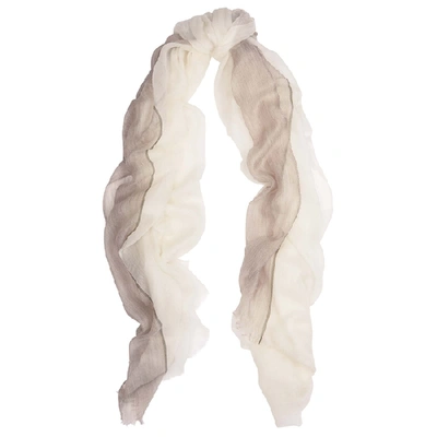 Shop Denis Colomb Feather Toosh Striped Fine-knit Cashmere Scarf In Ivory
