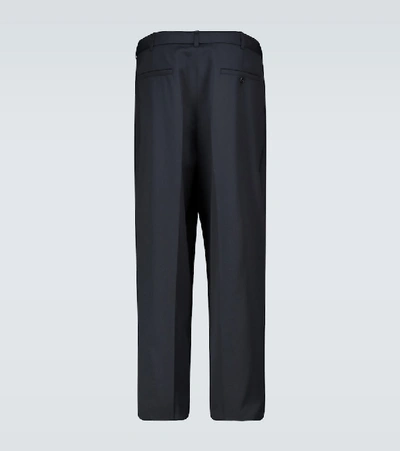 Shop Lemaire Pleated Pants With Belt In Blue