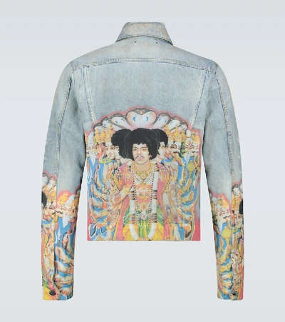 Shop Amiri Jimi Hendrix Printed Trucker Jacket In Blue