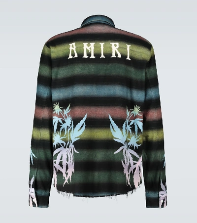 Shop Amiri Printed Leaves Flannel Shirt In Multicoloured