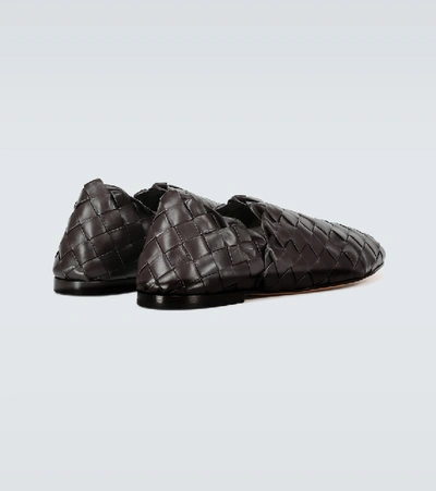 Shop Bottega Veneta Intrecciato Leather Loafers In Brown