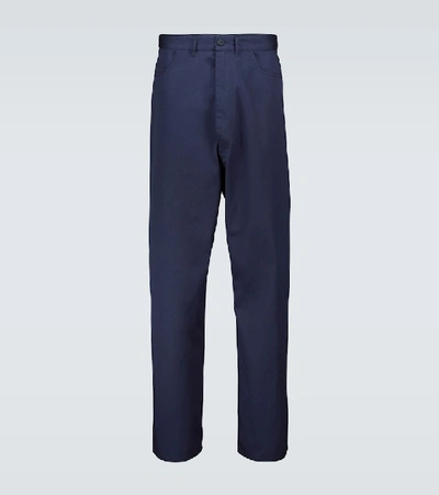 Shop Balenciaga Wide-leg Cotton Twill Chino Pants In Blue