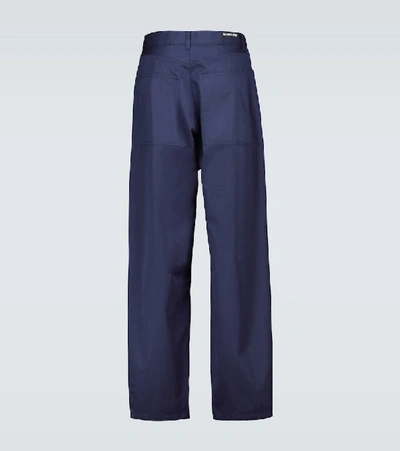 Shop Balenciaga Wide-leg Cotton Twill Chino Pants In Blue