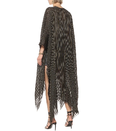 Shop Saint Laurent Striped Metallic Poncho In Black