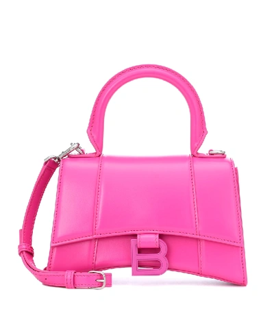 Shop Balenciaga Hourglass Xs Leather Tote In Pink