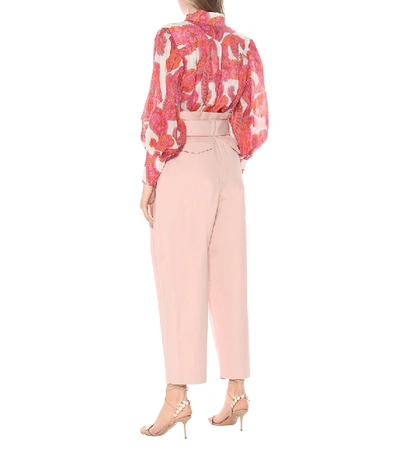 Shop Zimmermann Wavelength Cotton-blend Paperbag Pants In Pink