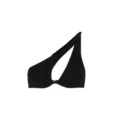 Shop Self-portrait Asymmetric Bikini Top In Black