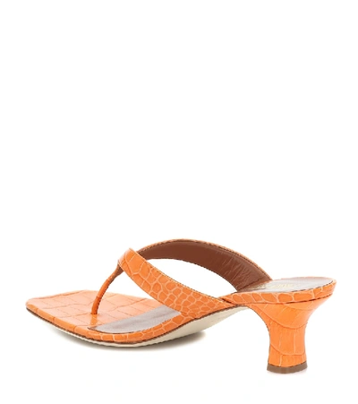 Shop Paris Texas Croc-effect Leather Thong Sandals In Orange