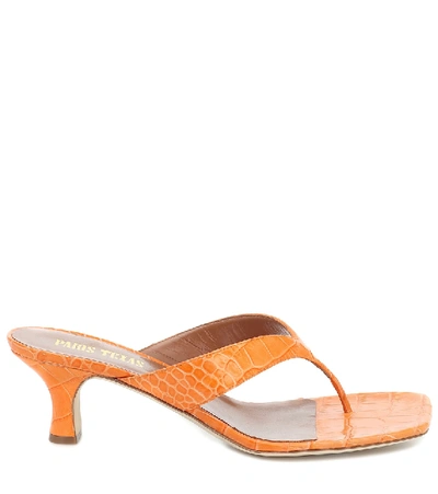 Shop Paris Texas Croc-effect Leather Thong Sandals In Orange