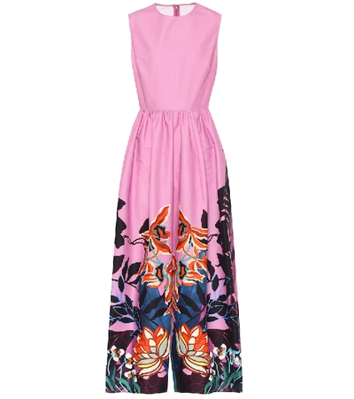 Shop Valentino Printed Cotton Wide-leg Jumpsuit In Pink