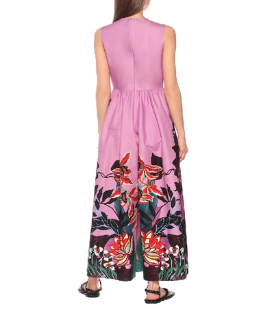 Shop Valentino Printed Cotton Wide-leg Jumpsuit In Pink